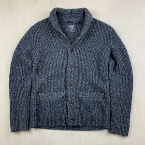 Abercrombie & Fitch Mens Sweater Small Blue Heather Shawl Cardigan Wool Blend